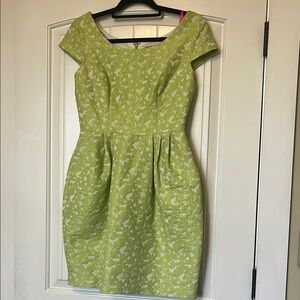 Betsey Johnson Green Pleated Sheath Mini Dress